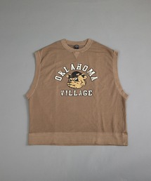 ピグメント加工 裏毛スウェット ビッグシルエット ひび割れプリント ベスト