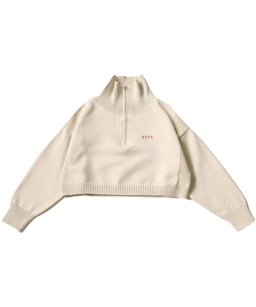 antiqua(アンティカ)の「ハーフジップスポンジニット(ニット/セーター・キッズ・ネイビー/アイボリー・M/S)」の5枚目の写真