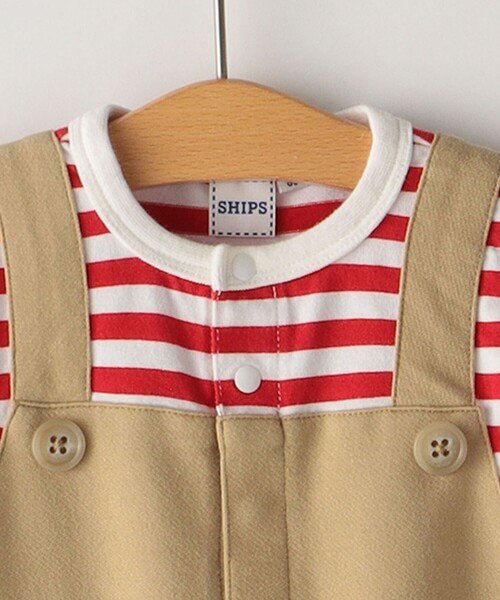 SHIPS（シップス）の「SHIPS KIDS:70～80cm / フェイク ボーダー ロンパース（ロンパース・キッズ・ベージュ/ネイビー・70/80）」の4枚目の写真