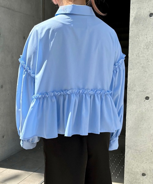 O'fmus(オフムス)の「ペプラムギャザーブラウス【O'fmus】ofmw24s001(シャツ/ブラウス・レディース・サックスブルー/ホワイト・FREE)」の17枚目の写真