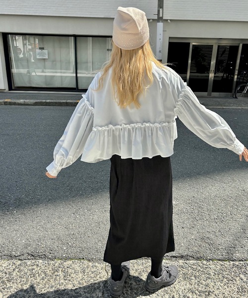 O'fmus(オフムス)の「ペプラムギャザーブラウス【O'fmus】ofmw24s001(シャツ/ブラウス・レディース・サックスブルー/ホワイト・FREE)」の11枚目の写真