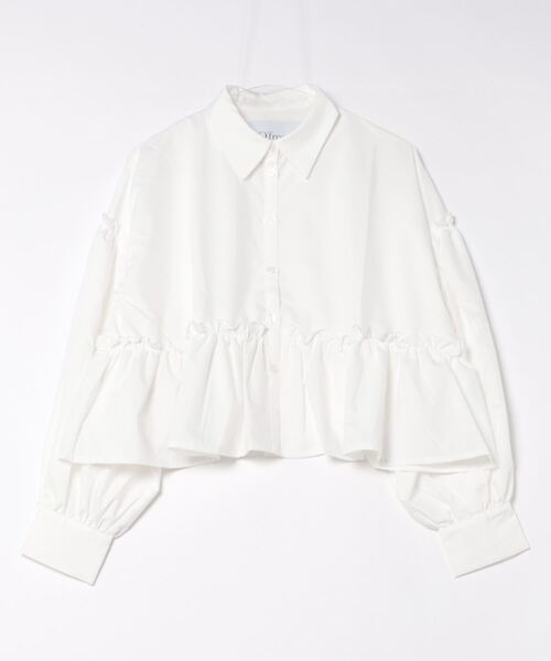 O'fmus(オフムス)の「ペプラムギャザーブラウス【O'fmus】ofmw24s001(シャツ/ブラウス・レディース・サックスブルー/ホワイト・FREE)」の4枚目の写真