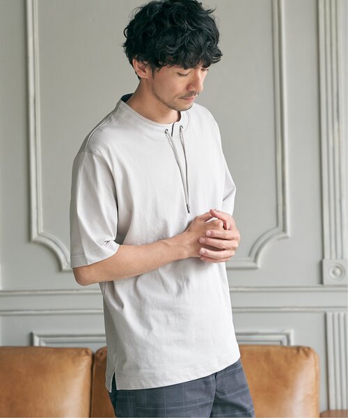 ikka(イッカ)の「【接触冷感】冷感ルーイカラー5分袖(Tシャツ/カットソー・メンズ・ネイビー/グレー/ブルー/グリーン/ワイン・M/L/XL/S)」の6枚目の写真