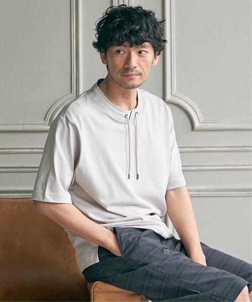 ikka(イッカ)の「【接触冷感】冷感ルーイカラー5分袖(Tシャツ/カットソー・メンズ・ネイビー/グレー/ブルー/グリーン/ワイン・M/L/XL/S)」の7枚目の写真