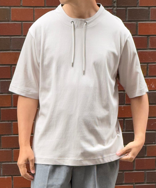 ikka(イッカ)の「【接触冷感】冷感ルーイカラー5分袖(Tシャツ/カットソー・メンズ・ネイビー/グレー/ブルー/グリーン/ワイン・M/L/XL/S)」の2枚目の写真