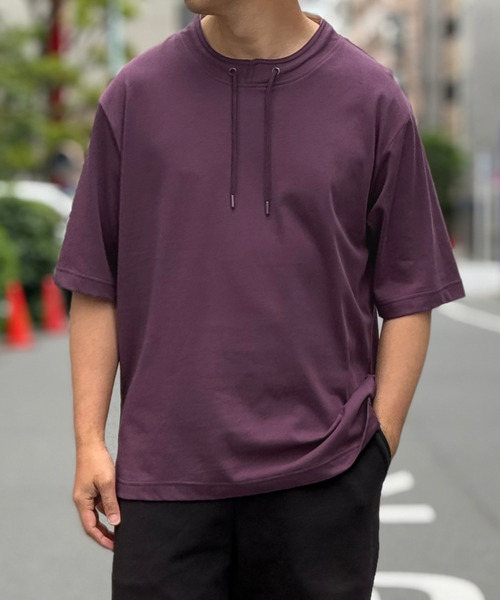 ikka(イッカ)の「【接触冷感】冷感ルーイカラー5分袖(Tシャツ/カットソー・メンズ・ネイビー/グレー/ブルー/グリーン/ワイン・M/L/XL/S)」の5枚目の写真