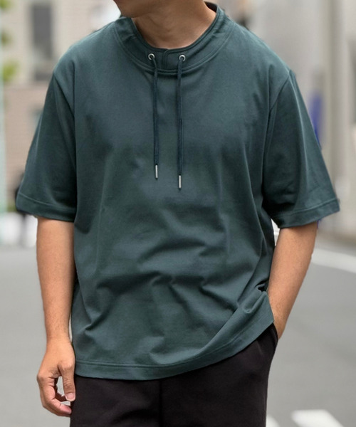 ikka(イッカ)の「【接触冷感】冷感ルーイカラー5分袖(Tシャツ/カットソー・メンズ・ネイビー/グレー/ブルー/グリーン/ワイン・M/L/XL/S)」の3枚目の写真