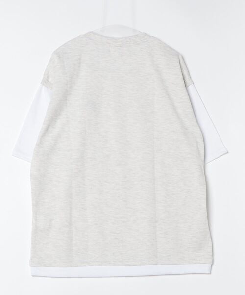 CONVERSE（コンバース）の「CONVERSE/コンバース  鹿の子ベスト フェイクレイヤード オーバーサイズ半袖Tシャツ レディース メンズ（Tシャツ/カットソー・レディース・オートミール/ブラック/ブルー・LL/L/M）」の5枚目の写真