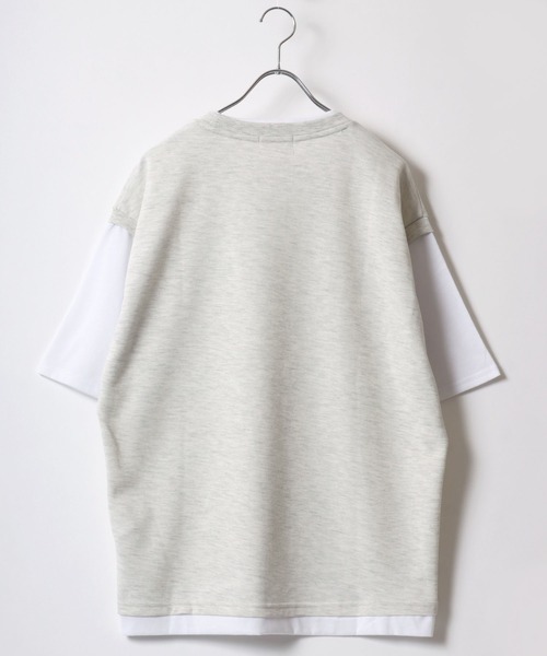 CONVERSE（コンバース）の「CONVERSE/コンバース  鹿の子ベスト フェイクレイヤード オーバーサイズ半袖Tシャツ レディース メンズ（Tシャツ/カットソー・レディース・オートミール/ブラック/ブルー・LL/L/M）」の9枚目の写真