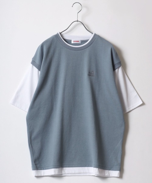 CONVERSE（コンバース）の「CONVERSE/コンバース  鹿の子ベスト フェイクレイヤード オーバーサイズ半袖Tシャツ レディース メンズ（Tシャツ/カットソー・レディース・オートミール/ブラック/ブルー・LL/L/M）」の11枚目の写真