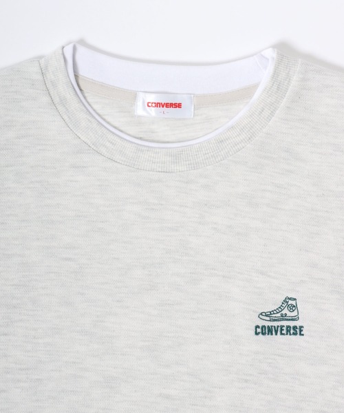 CONVERSE（コンバース）の「CONVERSE/コンバース  鹿の子ベスト フェイクレイヤード オーバーサイズ半袖Tシャツ レディース メンズ（Tシャツ/カットソー・レディース・オートミール/ブラック/ブルー・LL/L/M）」の12枚目の写真