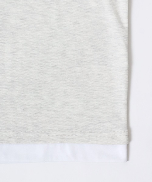 CONVERSE（コンバース）の「CONVERSE/コンバース  鹿の子ベスト フェイクレイヤード オーバーサイズ半袖Tシャツ レディース メンズ（Tシャツ/カットソー・レディース・オートミール/ブラック/ブルー・LL/L/M）」の14枚目の写真