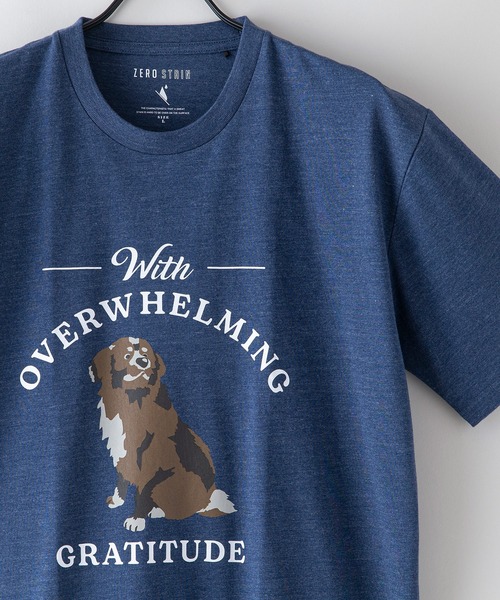 JEANS MATE（ジーンズメイト）の「汗染みの目立たないTシャツ ZEROSTAIN　ゼロステイン 犬猫 アニマルプリントTシャツ 防汚 UVカット 撥水（Tシャツ/カットソー・メンズ・ホワイト/ブルー/オフホワイト/ミント・MEDIUM/LARGE/SMALL/X-LARGE）」の4枚目の写真