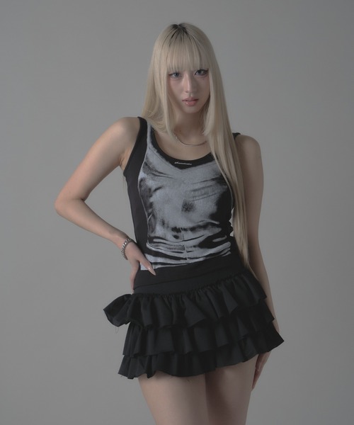 Chick（チック）の「Tiered Frilled Miniskirt /ティアード