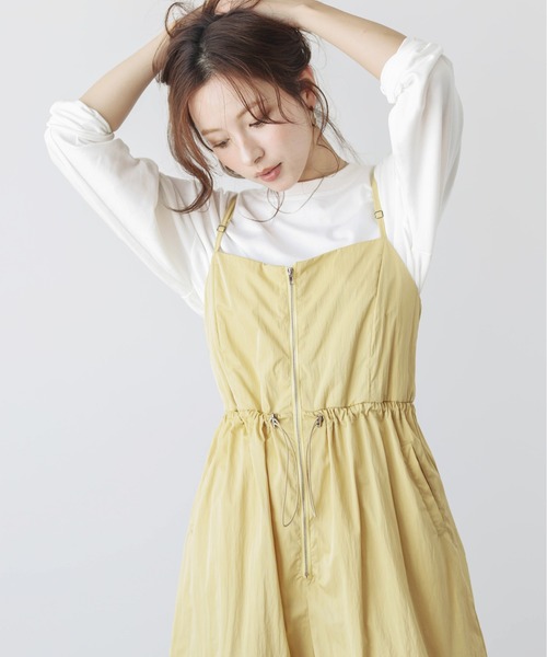 AMELY(エミリー)の「フロントジップミリタリーサロペット(サロペット/オーバーオール・レディース・ブラック/オリーブ/ホワイト系その他/ピンク/チャコールグレー/イエロー/チョコ・フリー)」の15枚目の写真