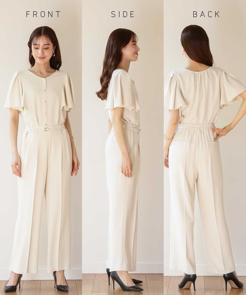 Emilyan（エミリアン）の「【多機能ワイドパンツ】WEB限定！まるで着てないみたい！ハイストレッチカルゼワッシャー・細ベルト付きワイドパンツ（スーツパンツ・レディース・オフホワイト/サックスブルー/チャコールグレー/ライトグレー・S/M/L）」の6枚目の写真