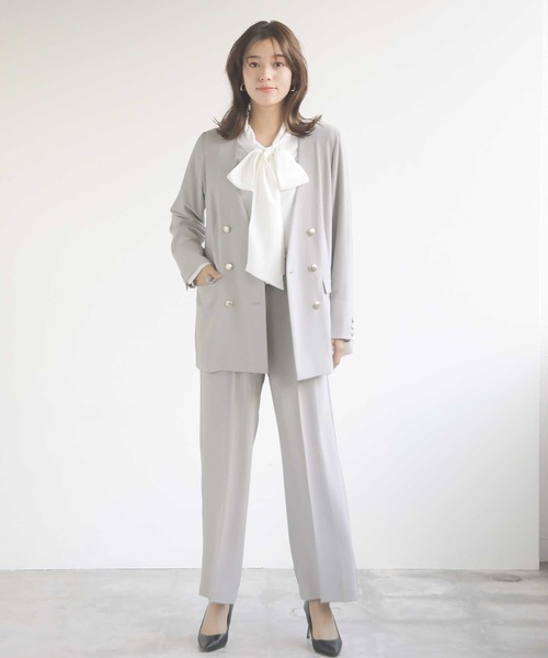 Emilyan（エミリアン）の「【多機能ワイドパンツ】WEB限定！まるで着てないみたい！ハイストレッチカルゼワッシャー・細ベルト付きワイドパンツ（スーツパンツ・レディース・オフホワイト/サックスブルー/チャコールグレー/ライトグレー・S/M/L）」の16枚目の写真