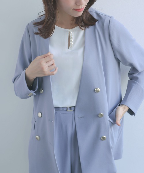 Emilyan（エミリアン）の「【多機能ワイドパンツ】WEB限定！まるで着てないみたい！ハイストレッチカルゼワッシャー・細ベルト付きワイドパンツ（スーツパンツ・レディース・オフホワイト/サックスブルー/チャコールグレー/ライトグレー・S/M/L）」の21枚目の写真