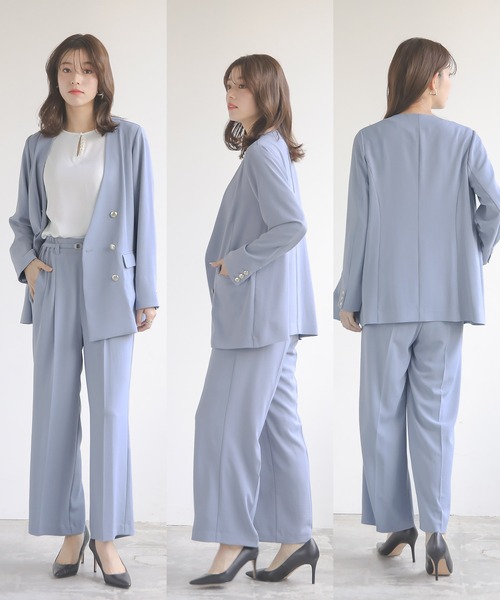 Emilyan（エミリアン）の「【多機能ワイドパンツ】WEB限定！まるで着てないみたい！ハイストレッチカルゼワッシャー・細ベルト付きワイドパンツ（スーツパンツ・レディース・オフホワイト/サックスブルー/チャコールグレー/ライトグレー・S/M/L）」の22枚目の写真