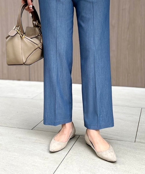 MODE ROBE（モードローブ）の「デニムライクワイドパンツ（スラックス・レディース・ブルー/インディゴブルー・S/M/L）」の6枚目の写真