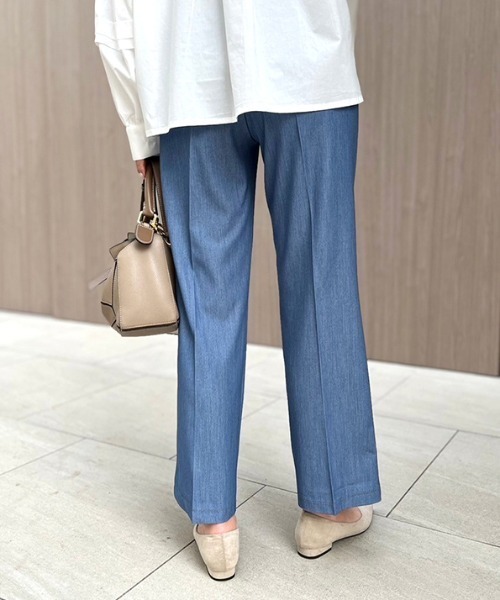 MODE ROBE（モードローブ）の「デニムライクワイドパンツ（スラックス・レディース・ブルー/インディゴブルー・S/M/L）」の8枚目の写真