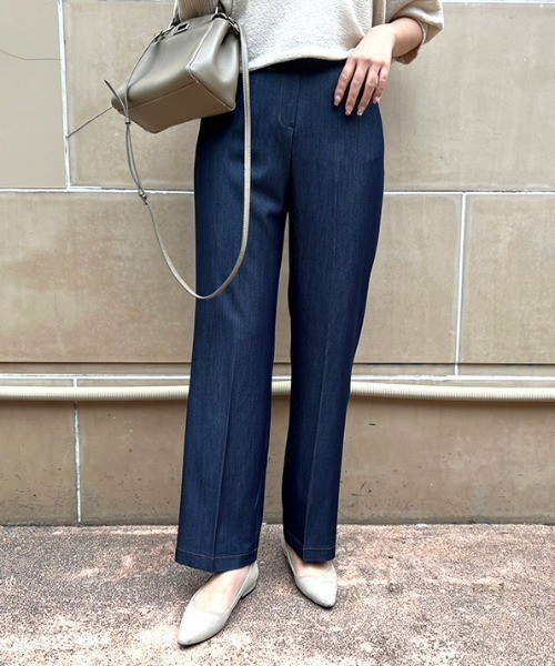 MODE ROBE（モードローブ）の「デニムライクワイドパンツ（スラックス・レディース・ブルー/インディゴブルー・S/M/L）」の9枚目の写真