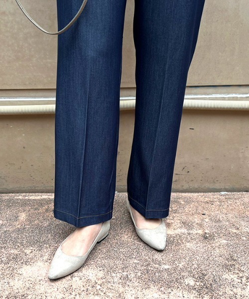 MODE ROBE（モードローブ）の「デニムライクワイドパンツ（スラックス・レディース・ブルー/インディゴブルー・S/M/L）」の12枚目の写真