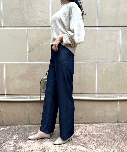 MODE ROBE（モードローブ）の「デニムライクワイドパンツ（スラックス・レディース・ブルー/インディゴブルー・S/M/L）」の13枚目の写真