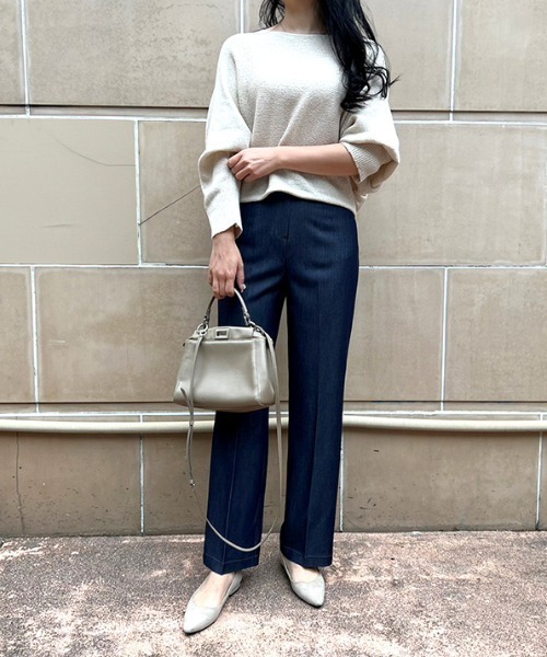 MODE ROBE（モードローブ）の「デニムライクワイドパンツ（スラックス・レディース・ブルー/インディゴブルー・S/M/L）」の14枚目の写真