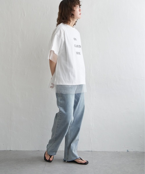 notch.(ノッチ)の「ロゴT&チュールTシャツ レイヤードセット(Tシャツ/カットソー・レディース・ブラック/オフホワイト/グレー/杢グレー・M)」の9枚目の写真
