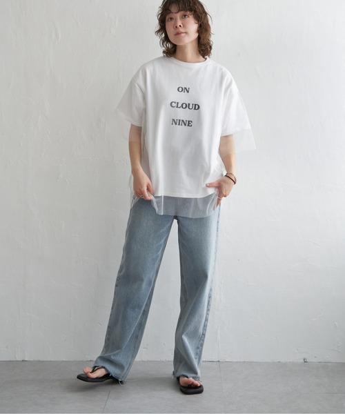 notch.(ノッチ)の「ロゴT&チュールTシャツ レイヤードセット(Tシャツ/カットソー・レディース・ブラック/オフホワイト/グレー/杢グレー・M)」の8枚目の写真