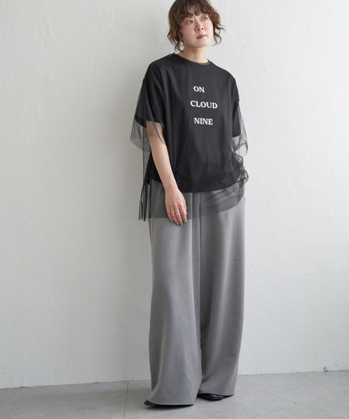 LOHEN チュールレイヤードジオメトリープリントTシャツ 2024SS】チュールレイヤードジオメトリープリントTシャツ – LOHEN