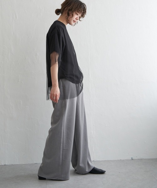 notch.(ノッチ)の「ロゴT&チュールTシャツ レイヤードセット(Tシャツ/カットソー・レディース・ブラック/オフホワイト/グレー/杢グレー・M)」の15枚目の写真