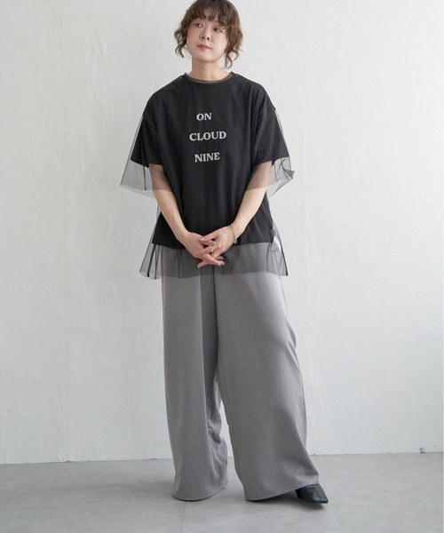 notch.(ノッチ)の「ロゴT&チュールTシャツ レイヤードセット(Tシャツ/カットソー・レディース・ブラック/オフホワイト/グレー/杢グレー・M)」の17枚目の写真