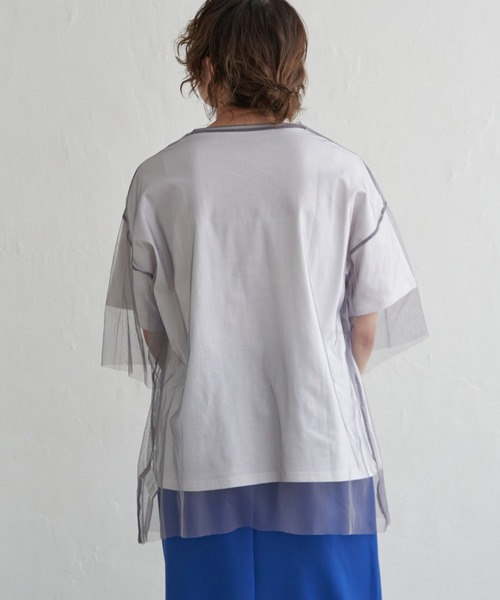 notch.(ノッチ)の「ロゴT&チュールTシャツ レイヤードセット(Tシャツ/カットソー・レディース・ブラック/オフホワイト/グレー/杢グレー・M)」の19枚目の写真