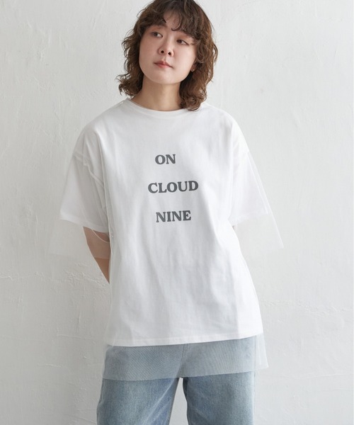 notch.(ノッチ)の「ロゴT&チュールTシャツ レイヤードセット(Tシャツ/カットソー・レディース・ブラック/オフホワイト/グレー/杢グレー・M)」の5枚目の写真