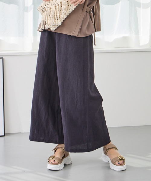 NICOLE white（ニコルホワイト）の「リネン混イージーパンツ（その他パンツ・レディース・ネイビー/ベージュ/グリーン/イエロー・FREE）」の4枚目の写真