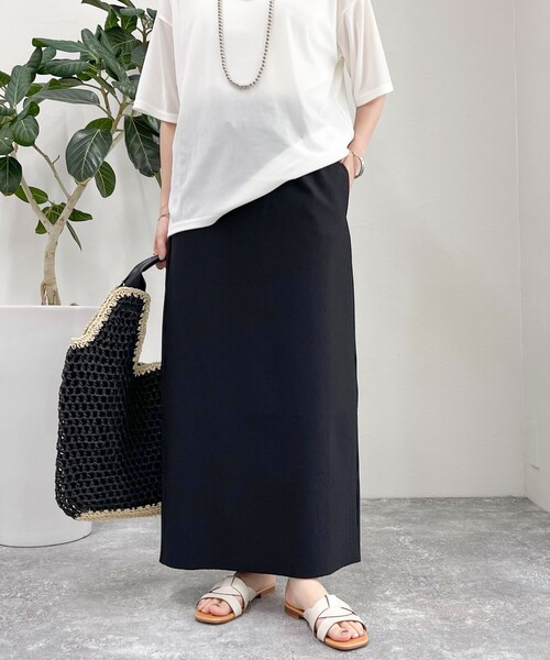 fredy emue(フレディエミュ)の「リブ リラックスタイトスカート(スカート・レディース・チャコールグレー/ベージュ/ブラック・38)」の3枚目の写真