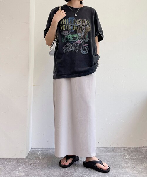 fredy emue(フレディエミュ)の「リブ リラックスタイトスカート(スカート・レディース・チャコールグレー/ベージュ/ブラック・38)」の4枚目の写真