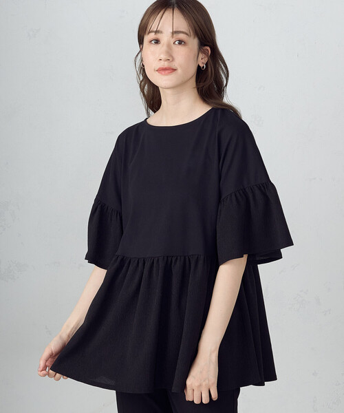 Comme Ca Mature(コムサマチュア)の「ドッキングペプラムプルオーバー(Tシャツ/カットソー・レディース・ホワイト/ブラック/ベージュ・FREE)」の9枚目の写真