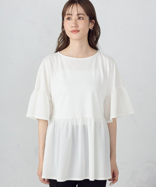 Comme Ca Mature(コムサマチュア)の「ドッキングペプラムプルオーバー(Tシャツ/カットソー・レディース・ホワイト/ブラック/ベージュ・FREE)」の13枚目の写真