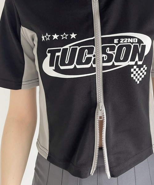 Ada.(エイダ)の「ダブルジップ ゲーミング ハイネック クロップド トップス(Tシャツ/カットソー・レディース・ブラック/グレー・FREE)」の22枚目の写真