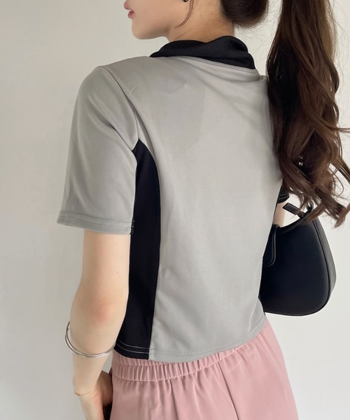 Ada.(エイダ)の「ダブルジップ ゲーミング ハイネック クロップド トップス(Tシャツ/カットソー・レディース・ブラック/グレー・FREE)」の15枚目の写真
