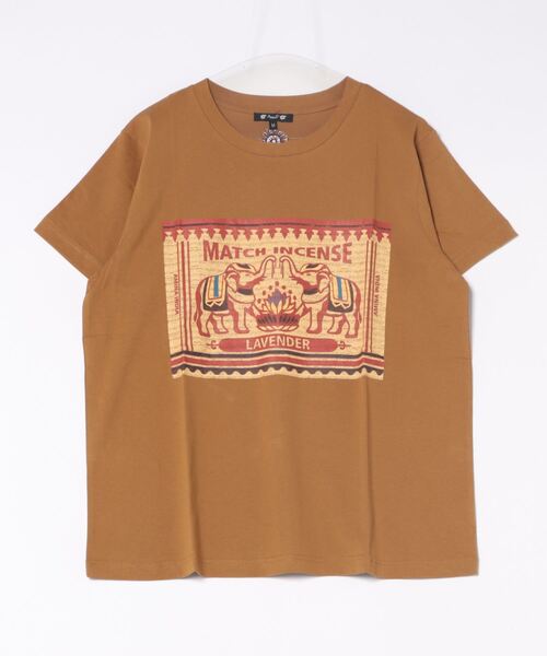 チャイハネ(チャイハネ)の「【チャイハネ】マッチ香プリントTシャツM(Tシャツ/カットソー・メンズ・ブラック/カーキ/ネイビー/ブラウン/グリーン/レッド/オフホワイト・M)」の3枚目の写真