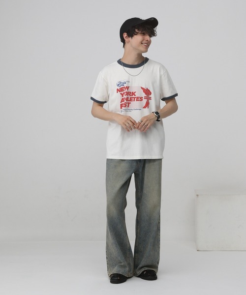 RAGEBLUE（レイジブルー）の「レトロプリント/リンガーTシャツ（Tシャツ/カットソー・メンズ・ホワイト系その他3/ホワイト・MEDIUM/LARGE）」の20枚目の写真