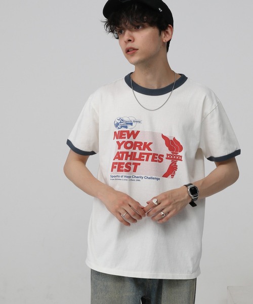 RAGEBLUE（レイジブルー）の「レトロプリント/リンガーTシャツ（Tシャツ/カットソー・メンズ・ホワイト系その他3/ホワイト・MEDIUM/LARGE）」の21枚目の写真