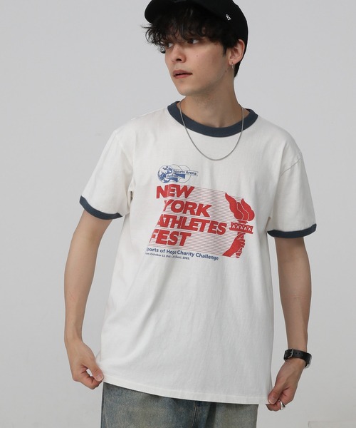 RAGEBLUE（レイジブルー）の「レトロプリント/リンガーTシャツ（Tシャツ/カットソー・メンズ・ホワイト系その他3/ホワイト・MEDIUM/LARGE）」の22枚目の写真