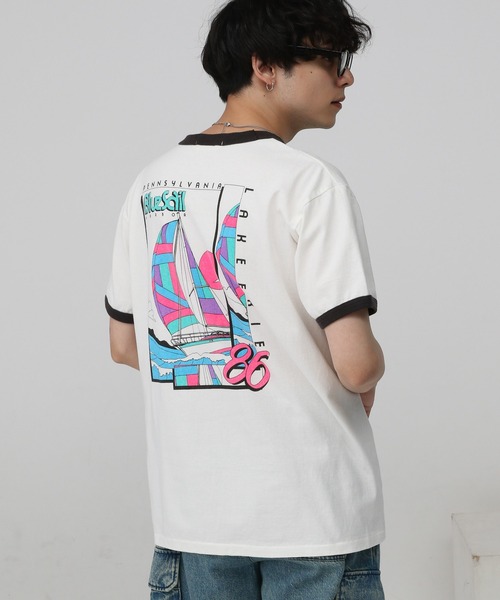 RAGEBLUE（レイジブルー）の「レトロプリント/リンガーTシャツ（Tシャツ/カットソー・メンズ・ホワイト系その他3/ホワイト・MEDIUM/LARGE）」の5枚目の写真
