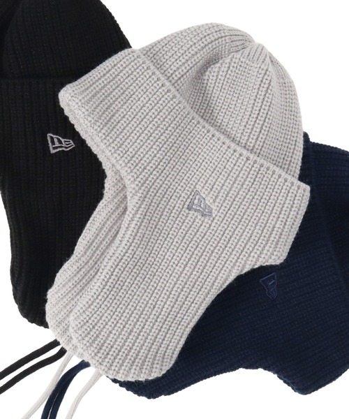 NEW ERA(ニューエラ)の「ニューエラ ニット帽トラッパー 保温 防寒(ニットキャップ/ビーニー・メンズ・ブラック/ホワイト/ネイビー/ライトグレー・FREE)」の3枚目の写真