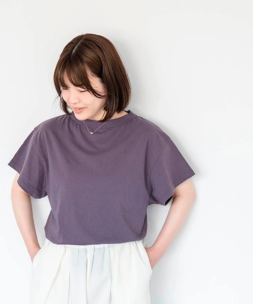 HAU(ハウ)の「スリーブトップス daily 2(Tシャツ/カットソー・レディース・ブラック/ホワイト/ブルー/イエロー系/ラベンダー/チャコールグレー・MEDIUM)」の1枚目の写真